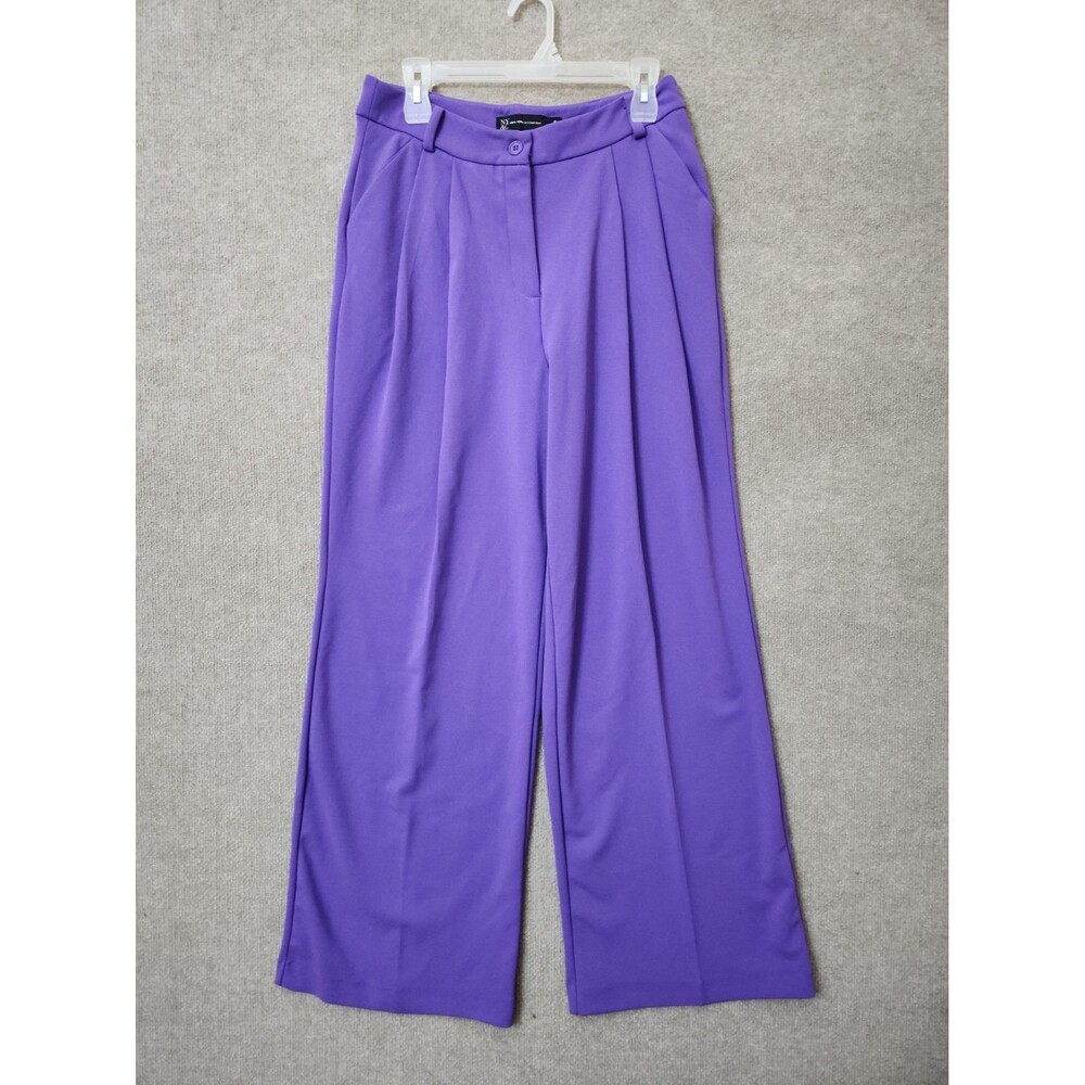 New York Company Wide Leg Pleated Dress Pants Womens M Purple Draping NEW